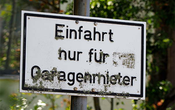Garagenmieter Schild